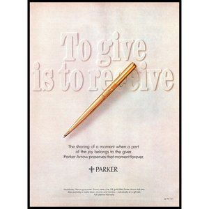 1981 Parker Arrow Gold Ball Pen Vintage Print Ad Christmas Gift Wall Art Photo